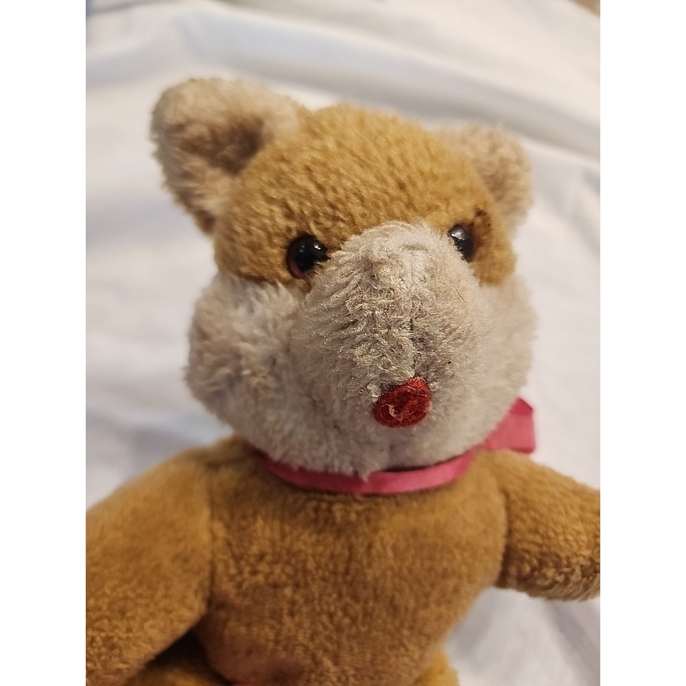 Dandee Imports‎ Plush Fox 1979 Pink Bow Vintage Shredded Paper Made In Taiwan